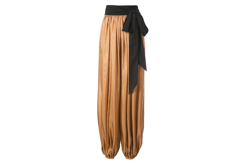 Brown trousers with black sash