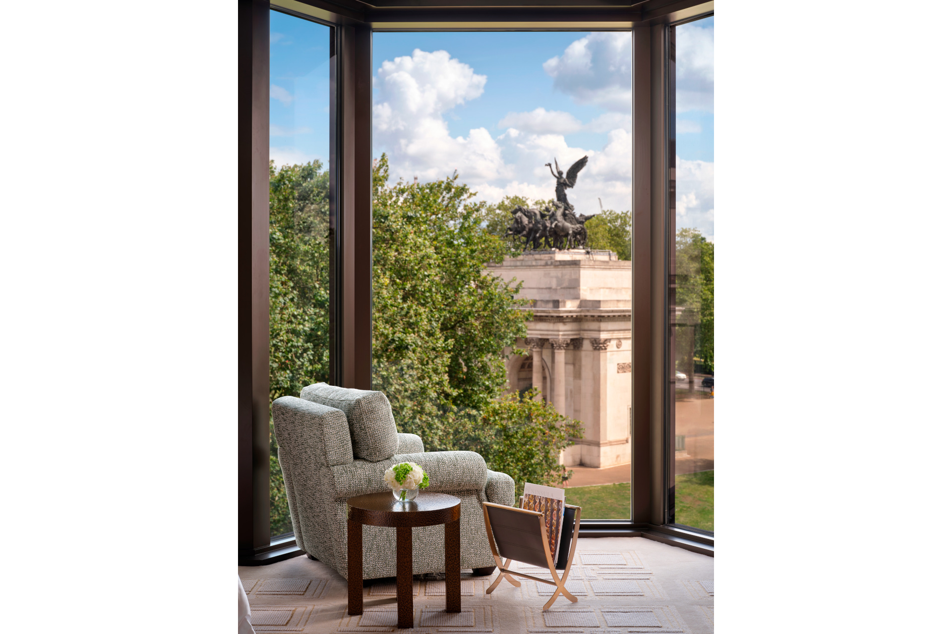 Chair overlooking full-length window