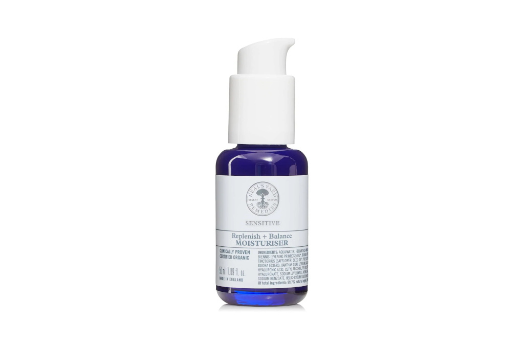 White and blue pump bottle