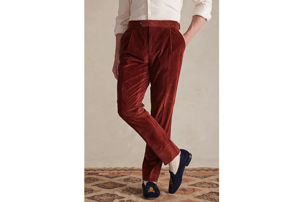 Close up of legs in red trousers
