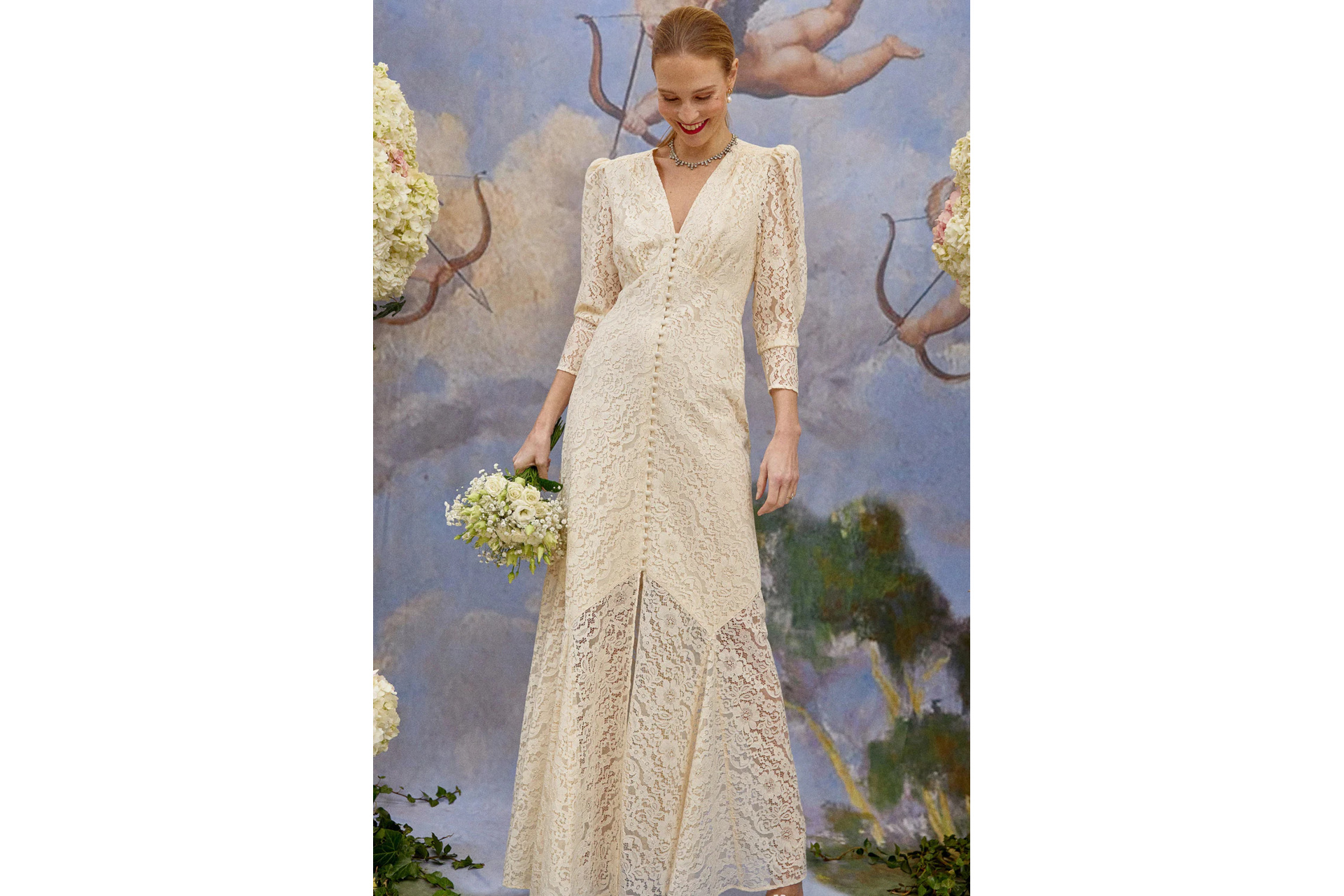 Woman in lace dress