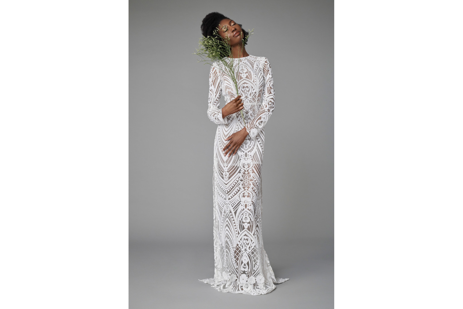 Woman in lace dress