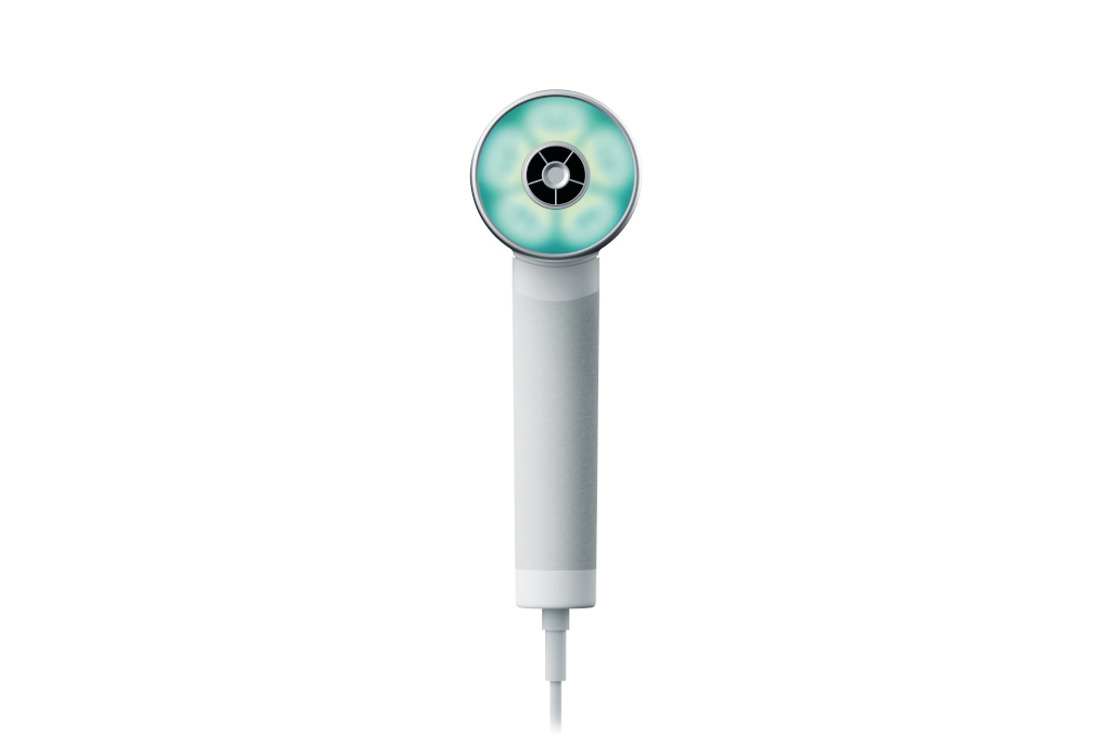 White and green hairdryer