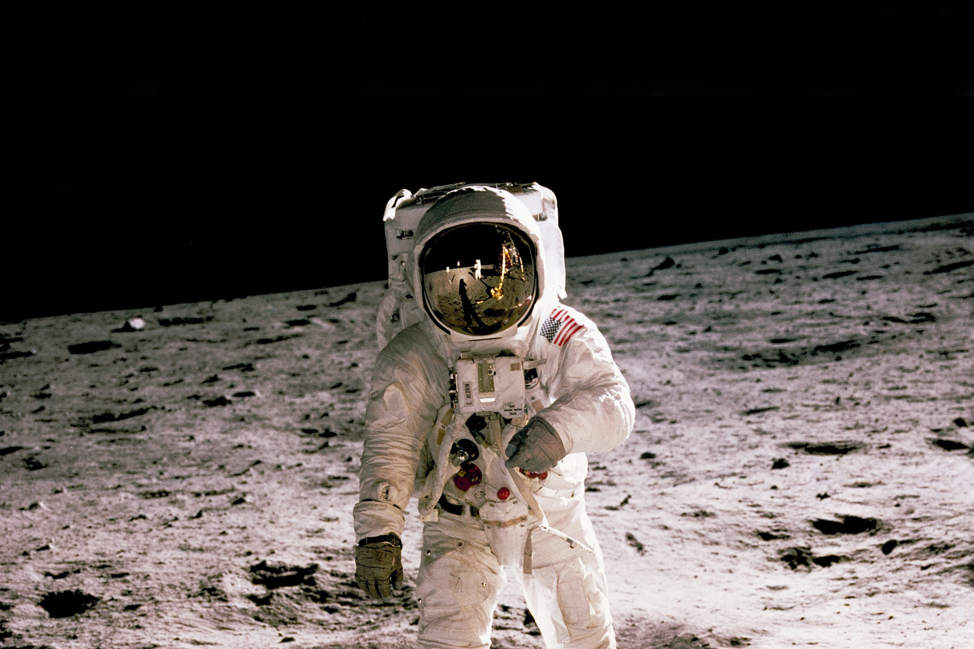 Apollo 11 astronaut Buzz Aldrin walks on the surface of the moon on July 20, 1969, in a photograph taken by Neil Armstrong.