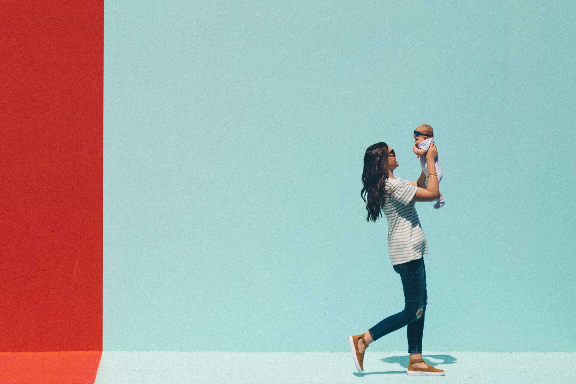 happy single mum with baby