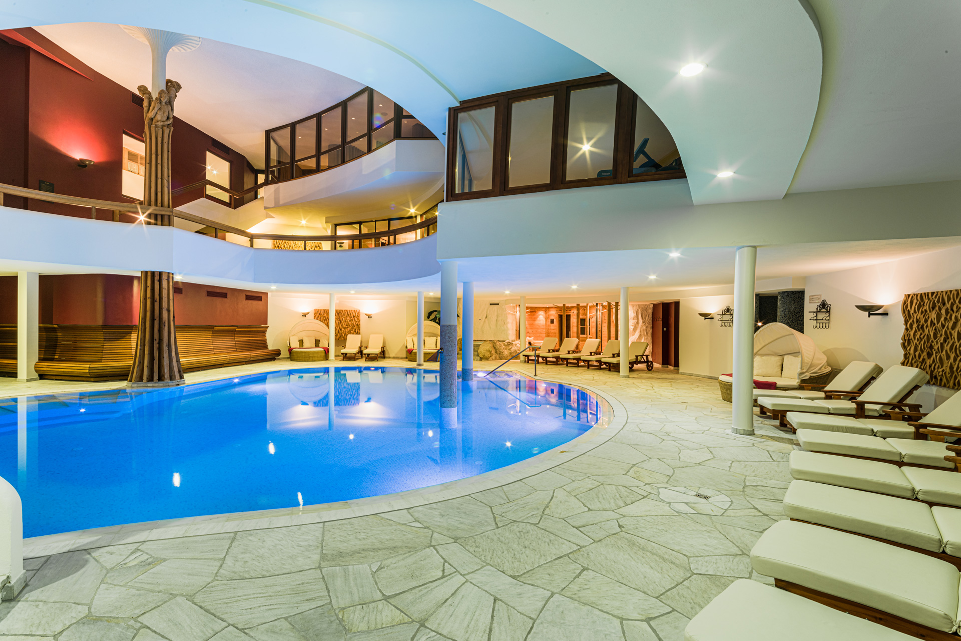 Indoor pool at Granbaita, Dolomites