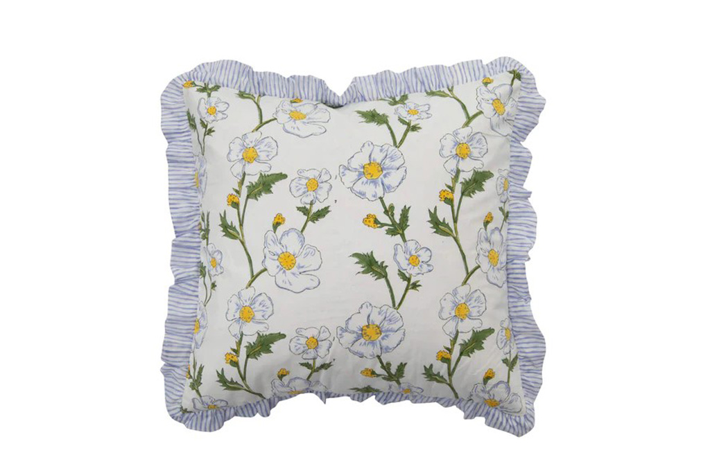 Lavender Poppy Frill Cushion