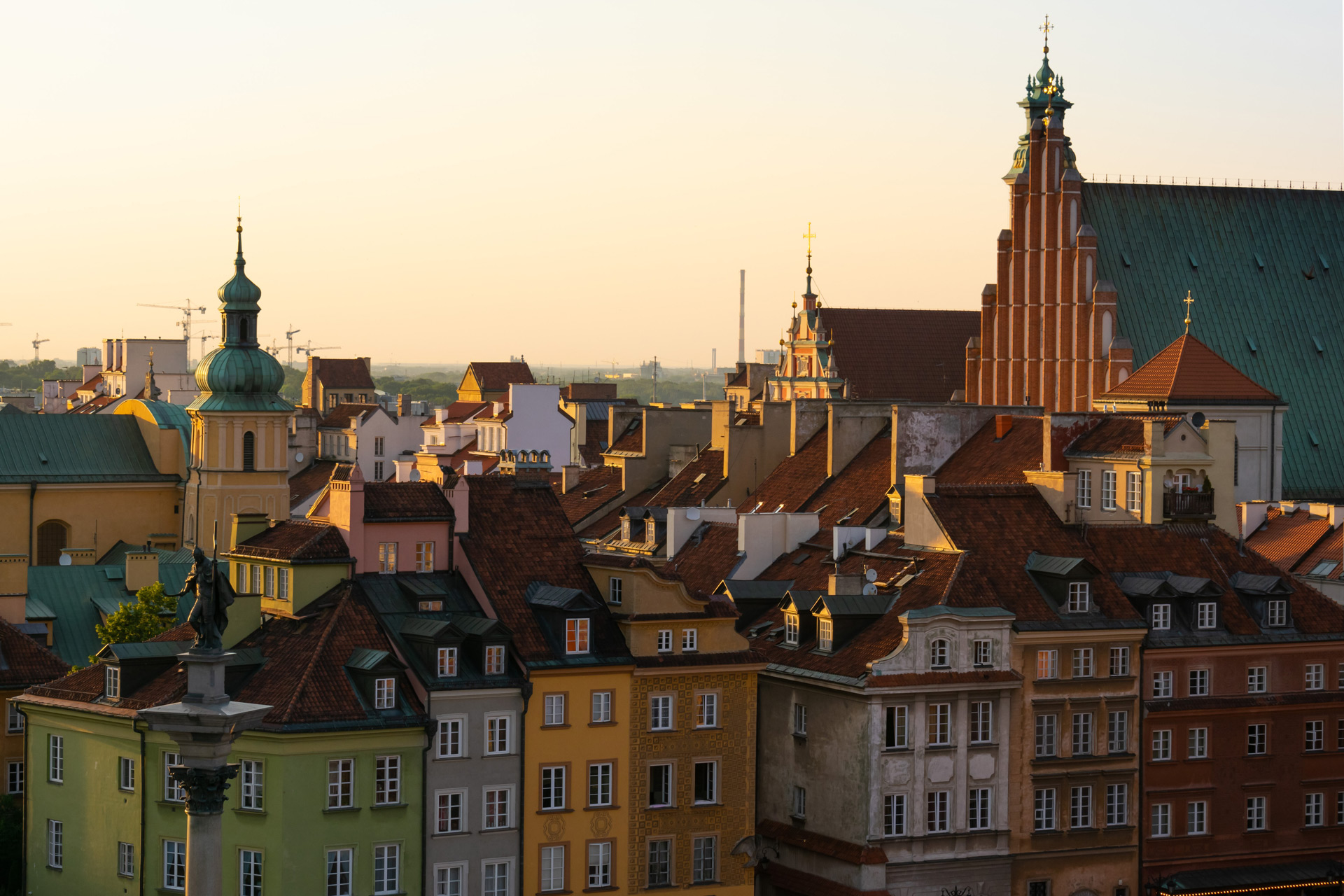 Aerial view of Warsaw old town