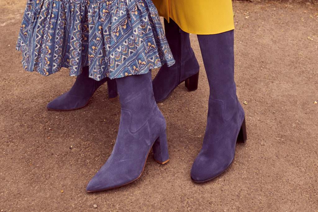 Close up of purple boots