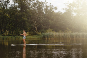 Paddleboarding on a lake