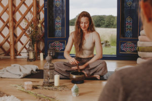 Meditation session at the retreat