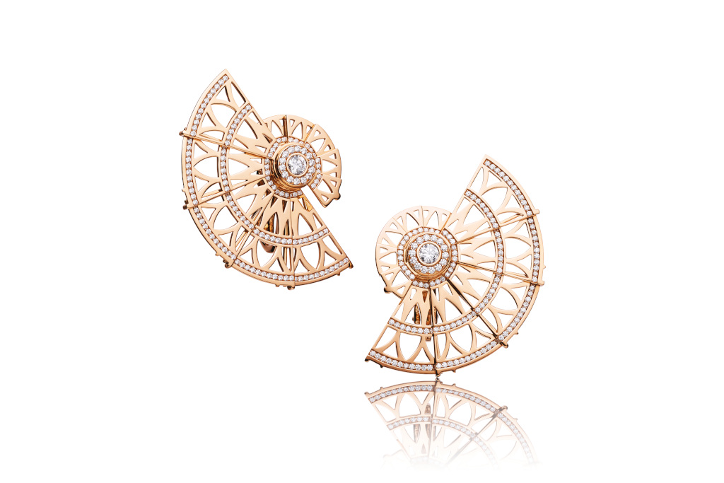 Gold fan earrings - punk jewellery