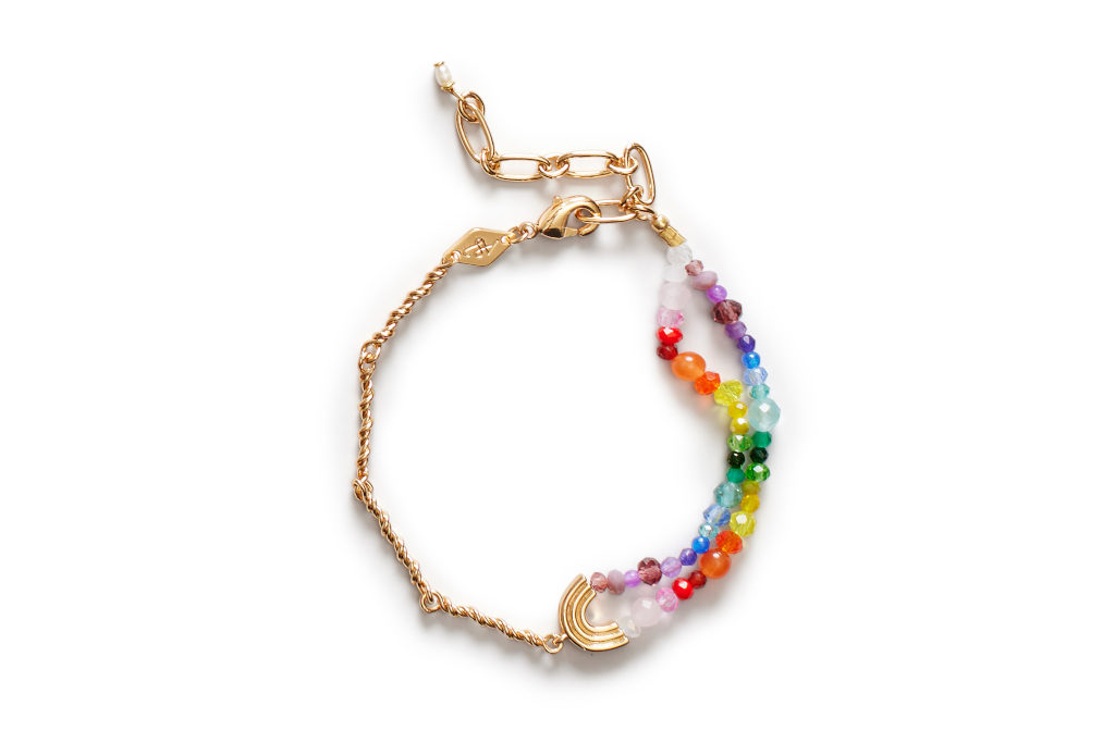 Gold and rainbow bead bracelet