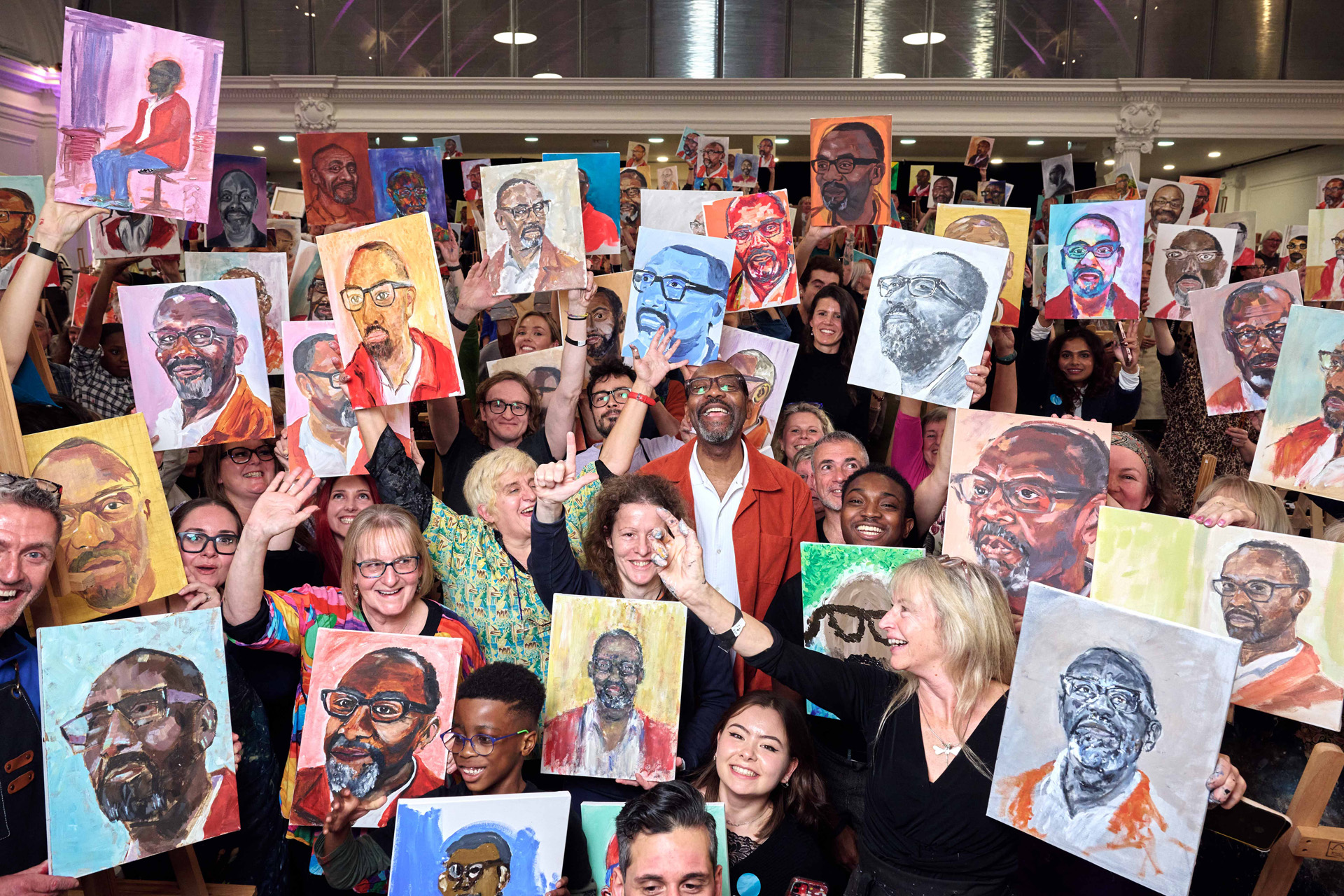 Sir Lenny Henry amongst some of the 200 portraits