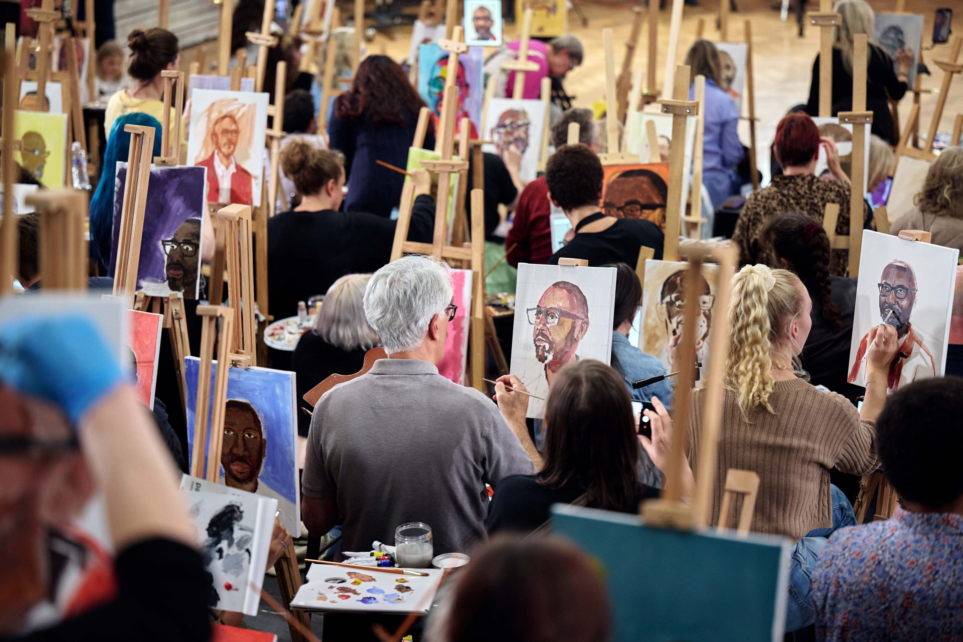 Artists painting Lenny Henry