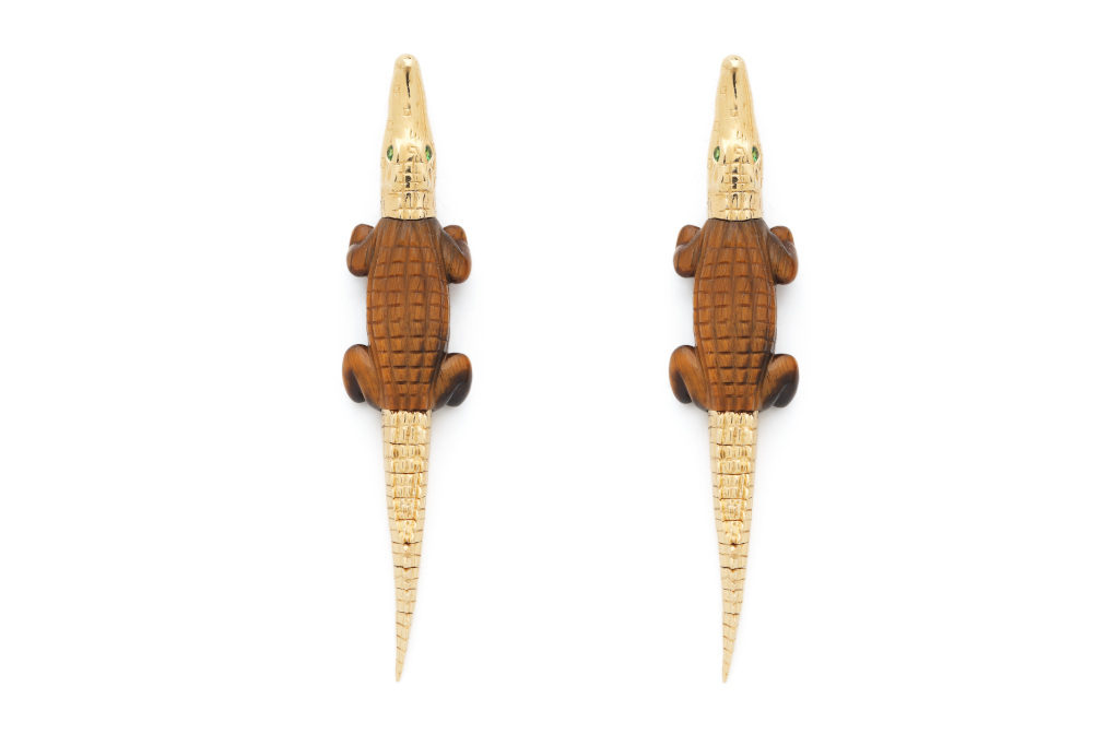 Alligator gold earrings