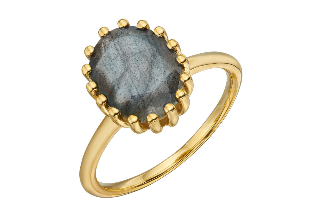 Gold ring with grey stone
