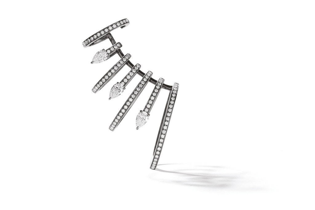 Silver spiky ear climber - punk jewellery