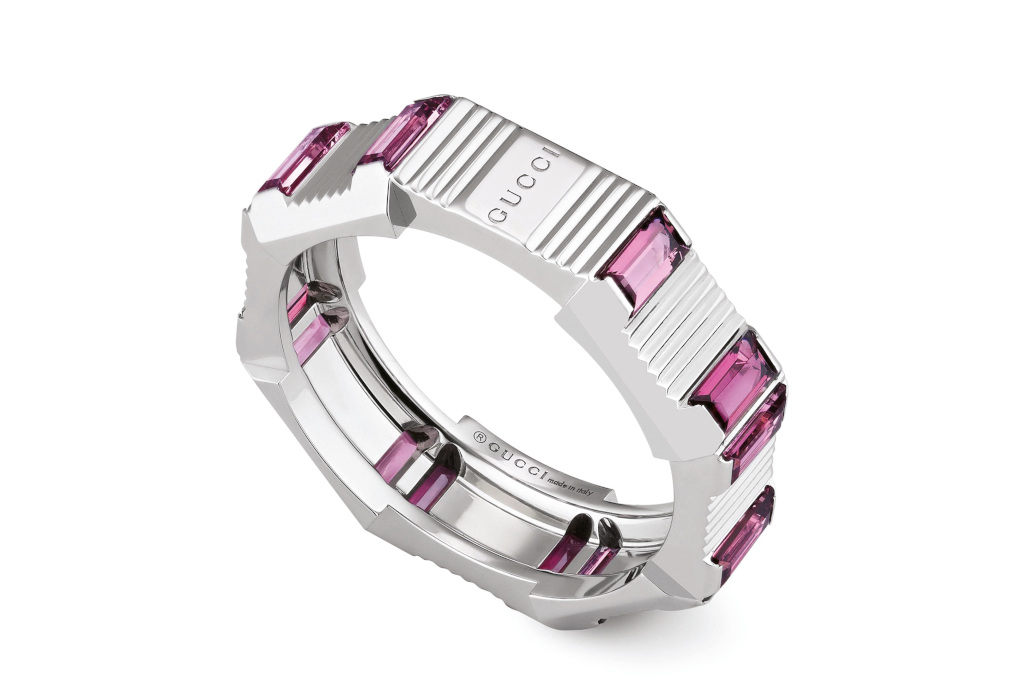 Silver and purple ring - punk jewellery