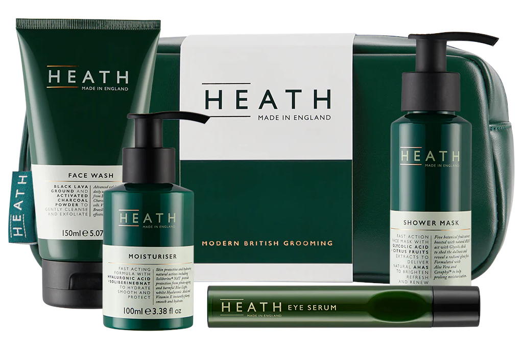 Green wash bag and face products