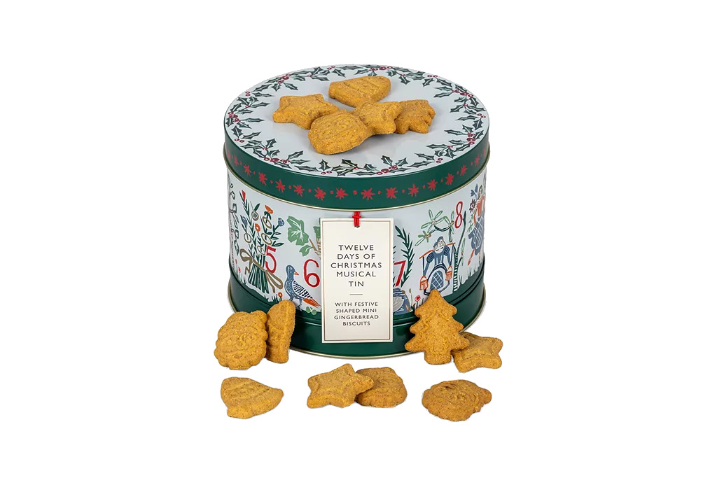 Blue tin surrounded by biscuits