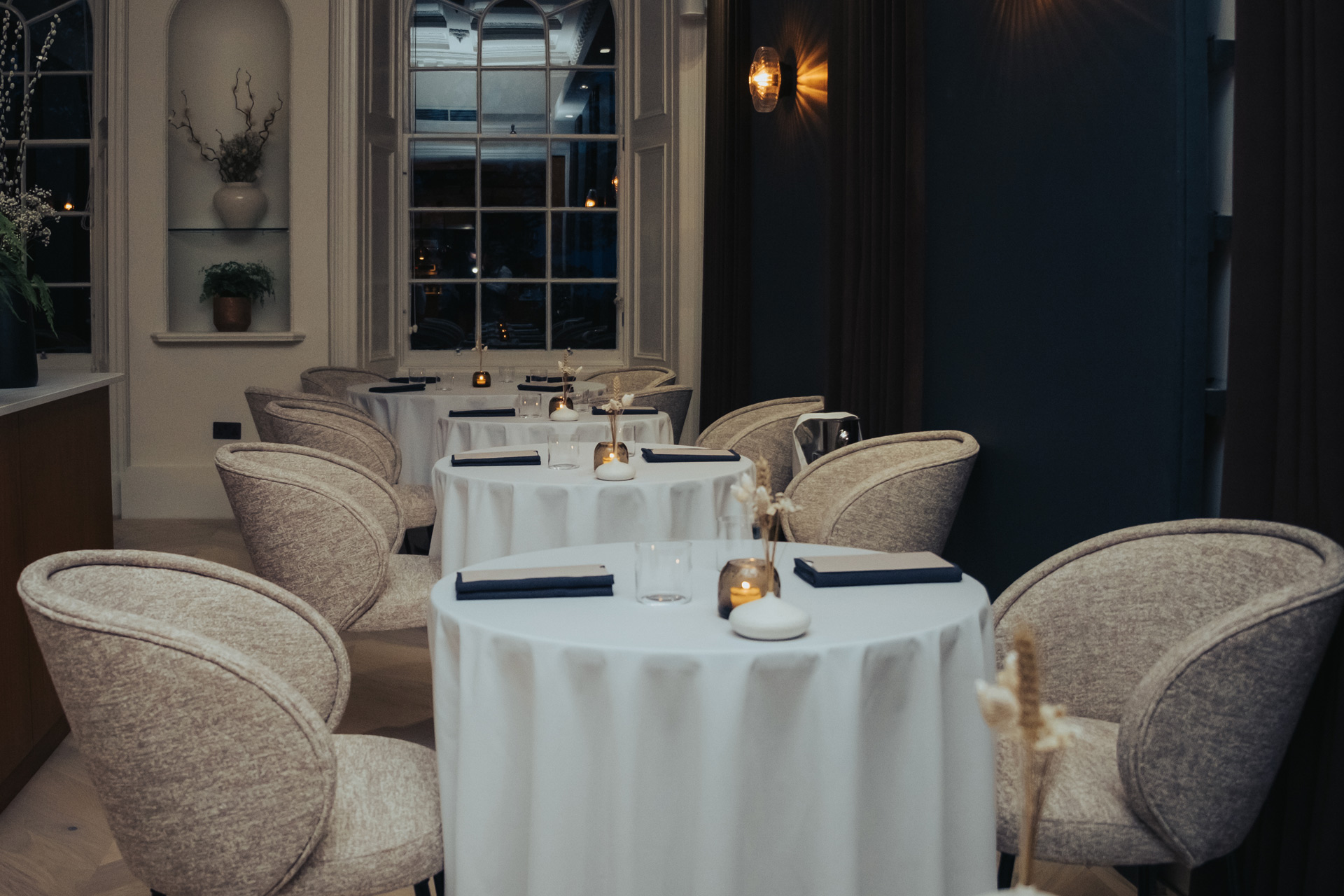 Dining tables at Lyla, a restaurant in Edinburgh