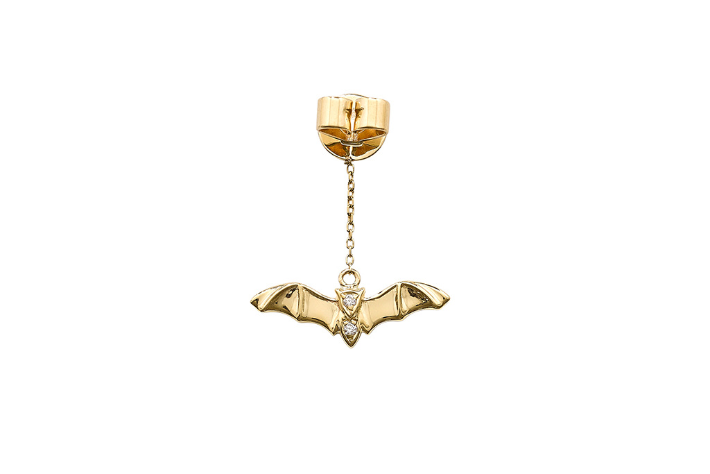 Gold bat earring