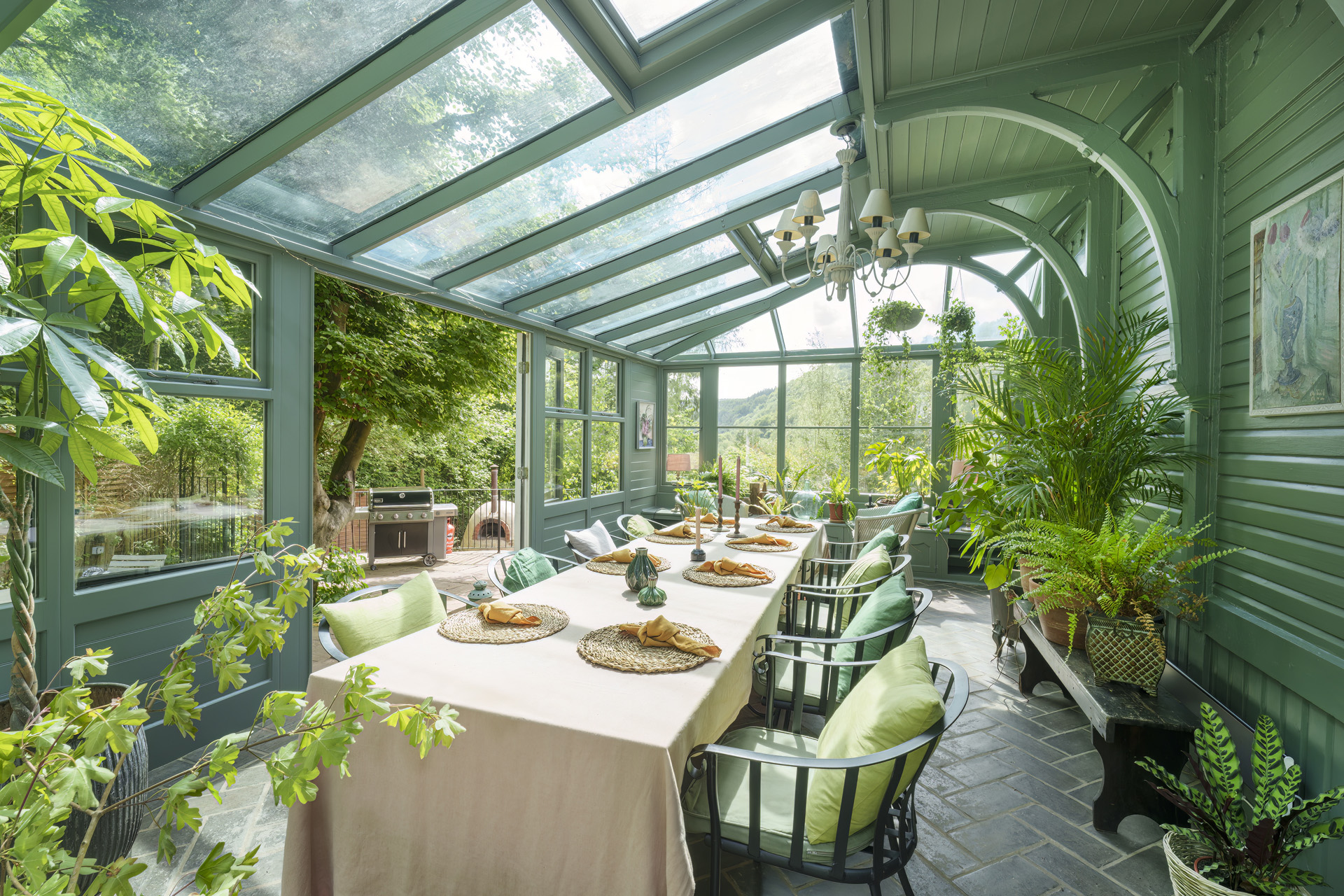 A light filled conservatory dining room
