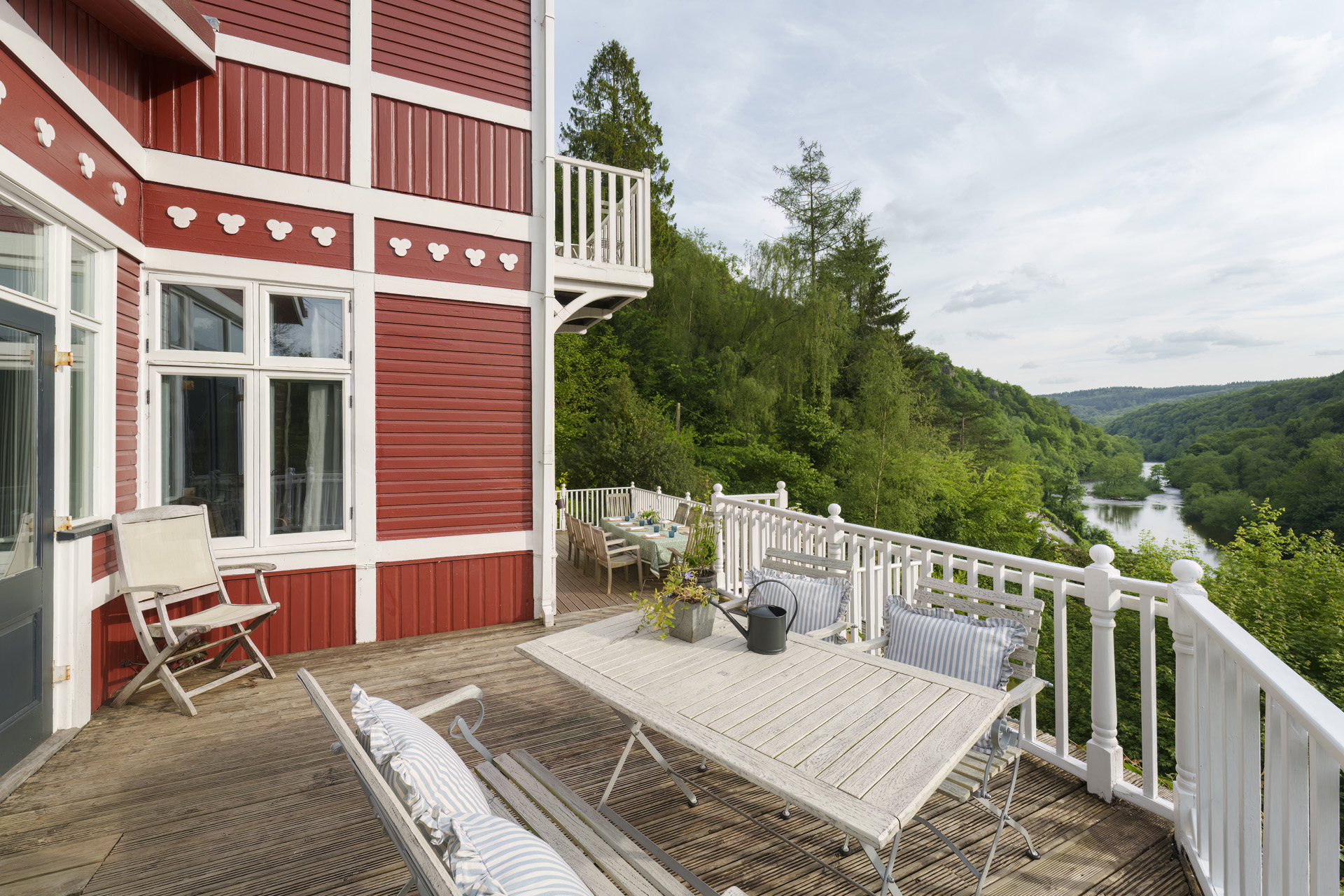 Breakfast deck at the Sex Education chalet