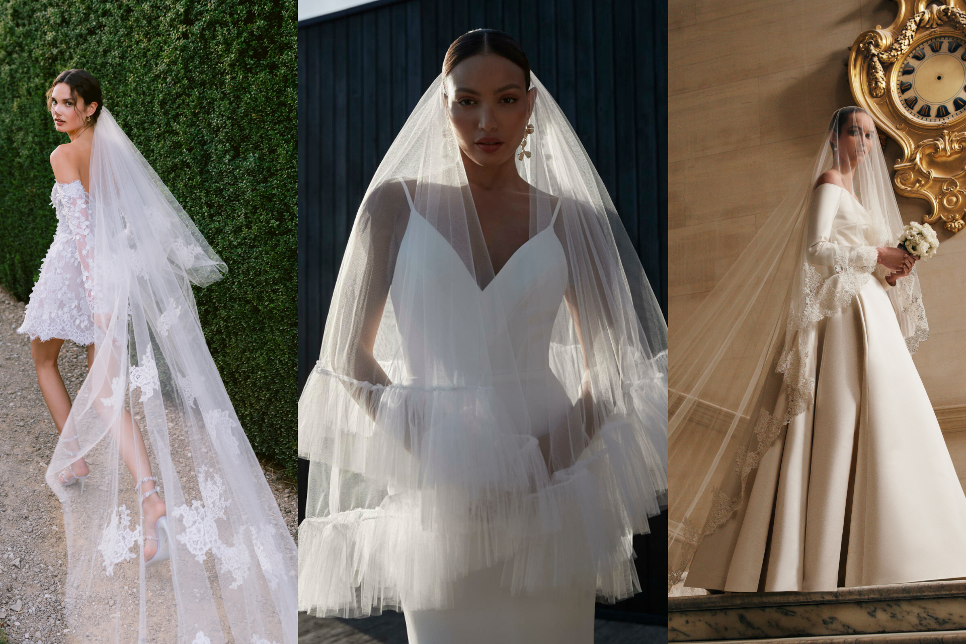 Women wedding dresses and veils