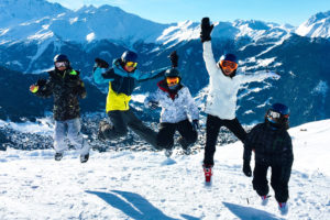 Children having fun in the Swiss Alps