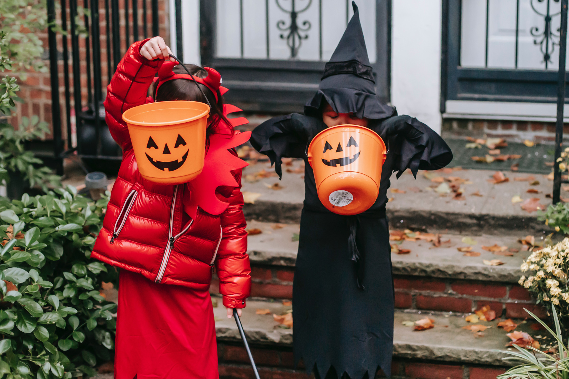 Two children dressed up for Halloween