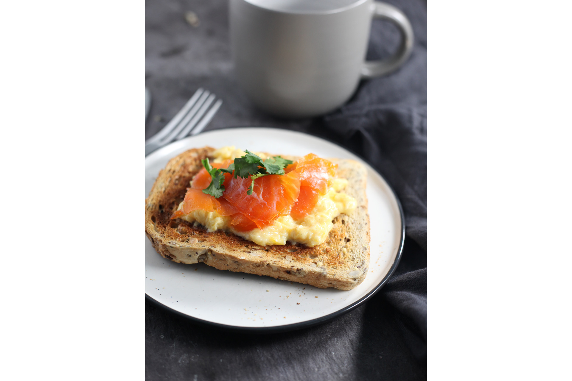 Smoked salmon and eggs on toast