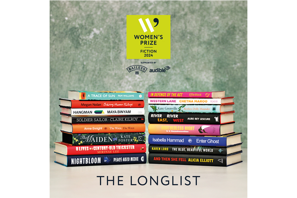 The longlisted books for the Women's Prize stacked in two piles