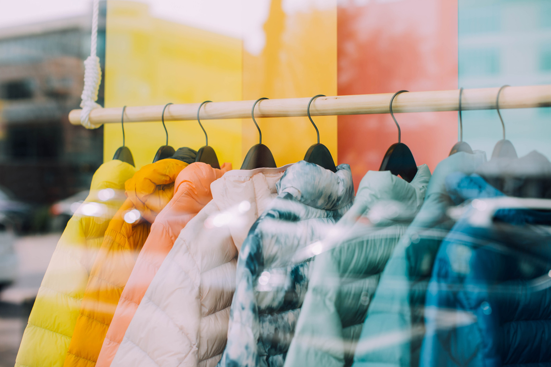 Coats on a hanger