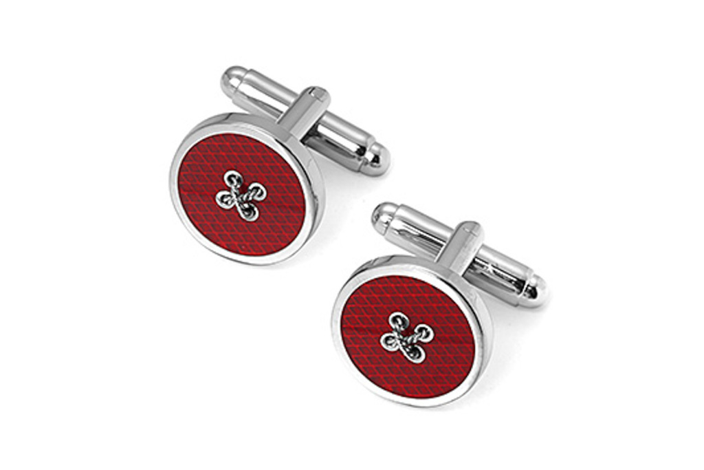Silver and red cufflinks