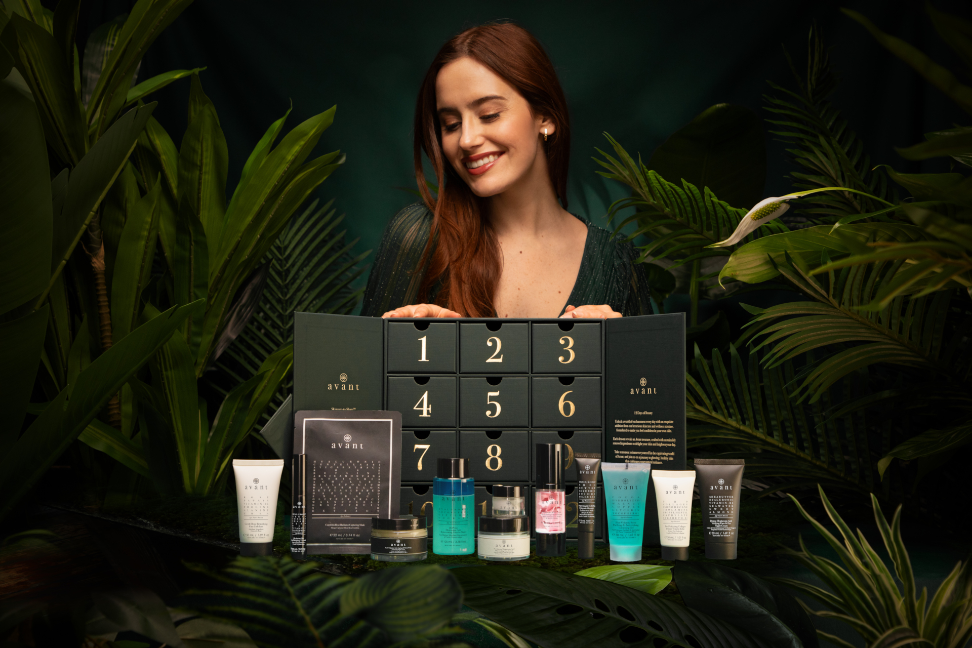 Woman with beauty advent calendar