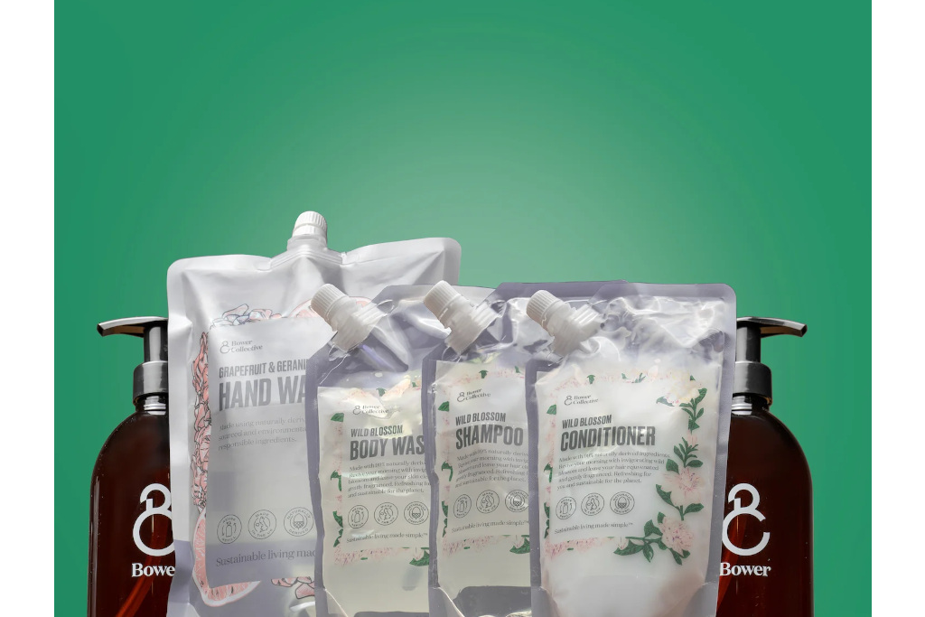 Silver refillable haircare pouches