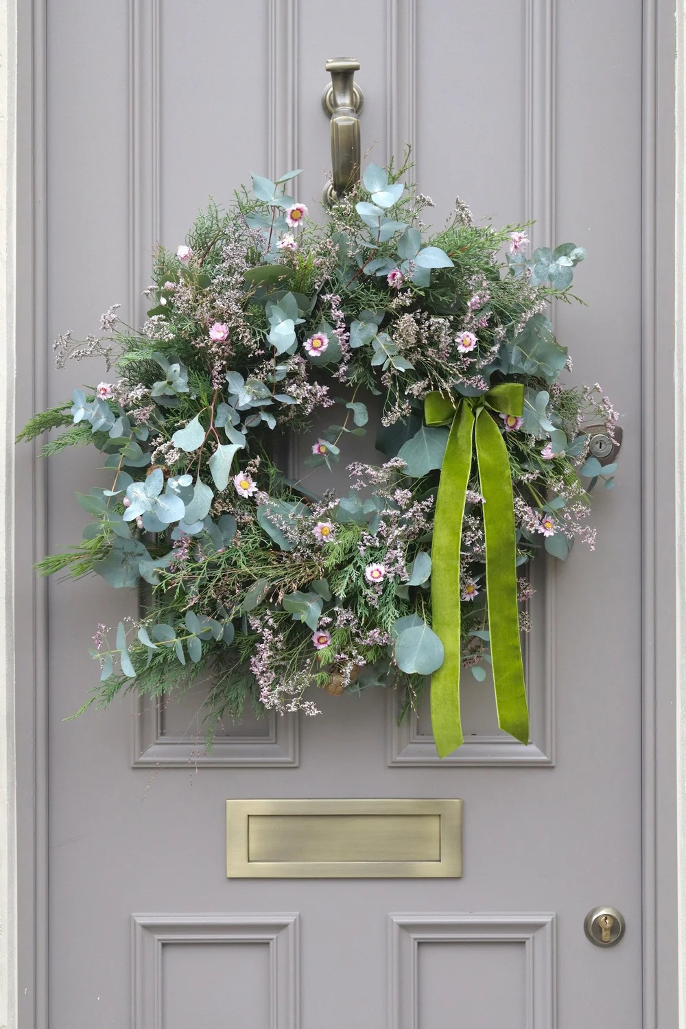 Green wreath on door
