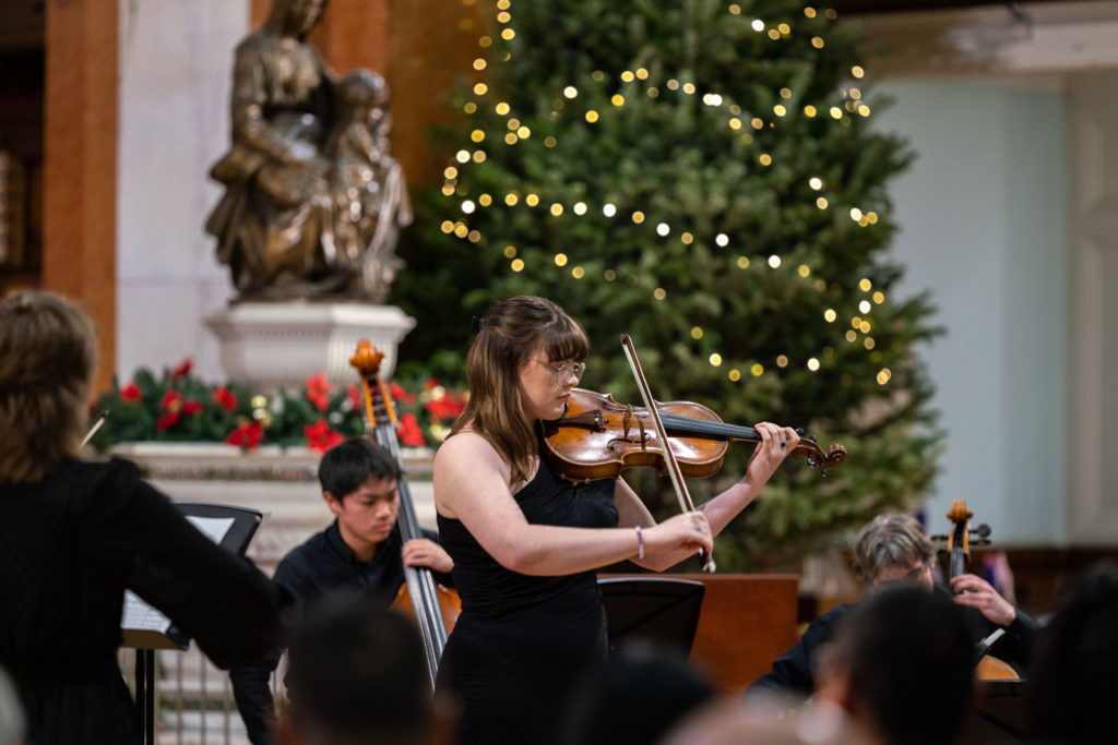 Playing violin at the Christmas Concert