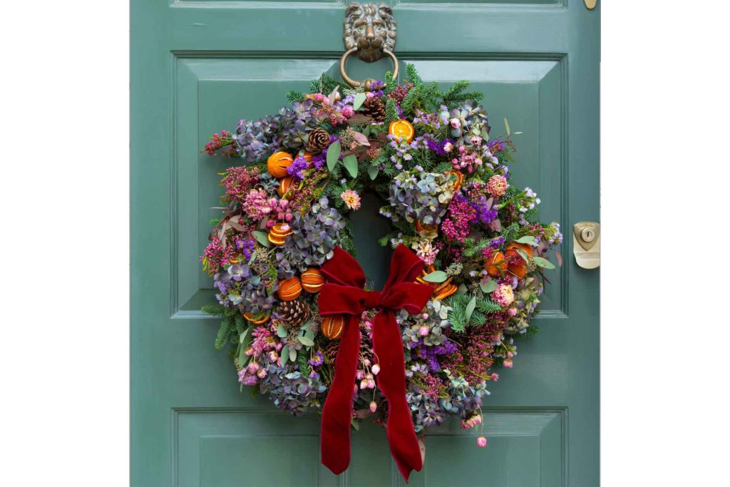 Colouful luxury wreath from Lucy Vail Floristry