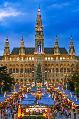 Christmas Market Vienna, traditional market at Vienna Town Hall in December