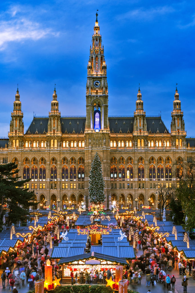 Christmas Market Vienna, traditional market at Vienna Town Hall in December
