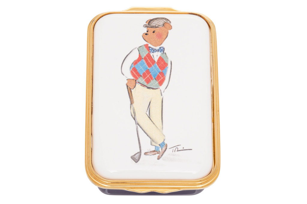 Box with bear illustrated on lid