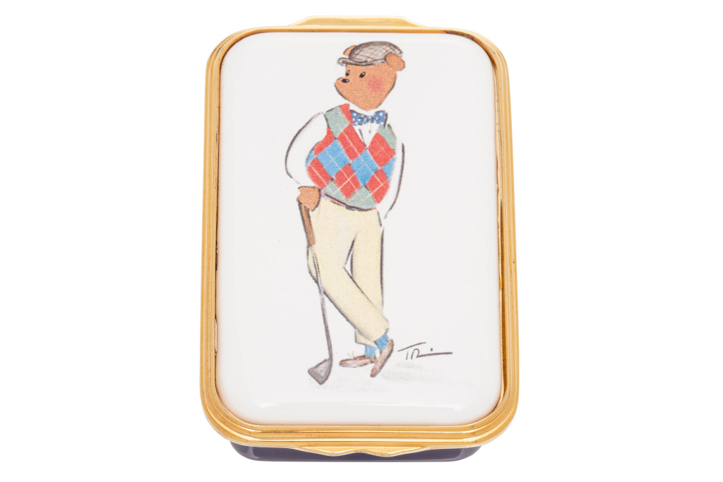 Box with bear illustrated on lid