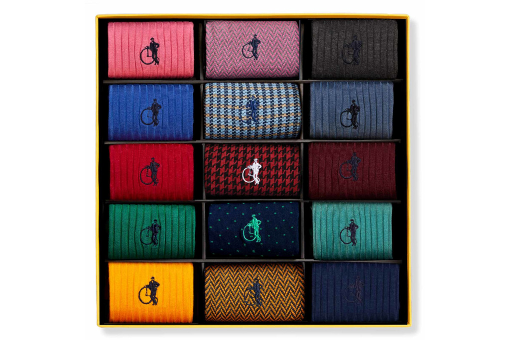 Box of colourful socks