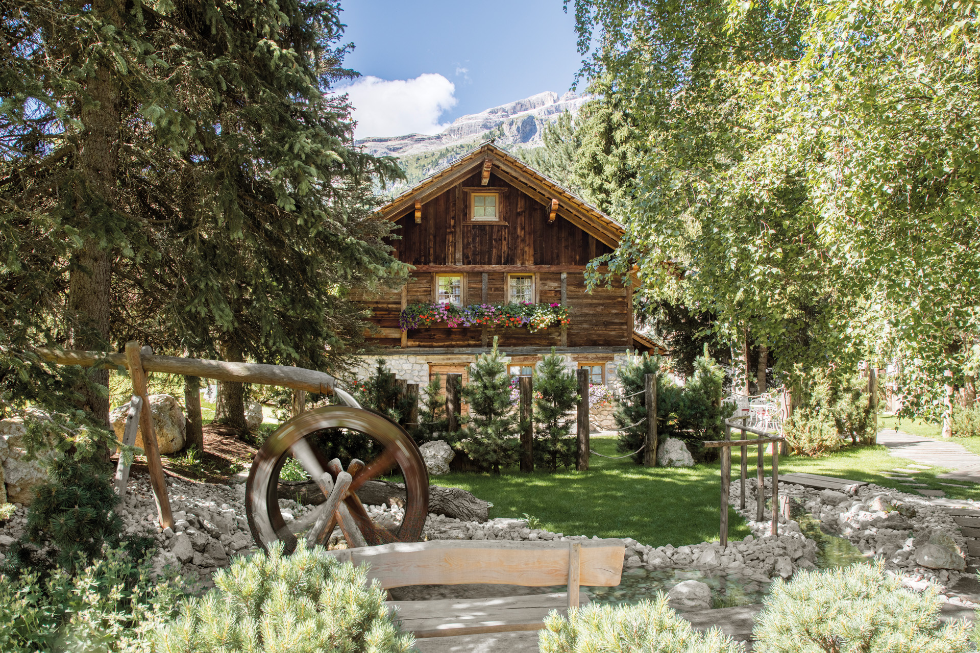 A chalet in summer in the Italian Dolomites