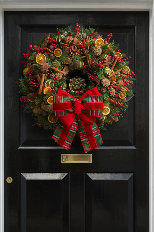 Christmas wreath on door