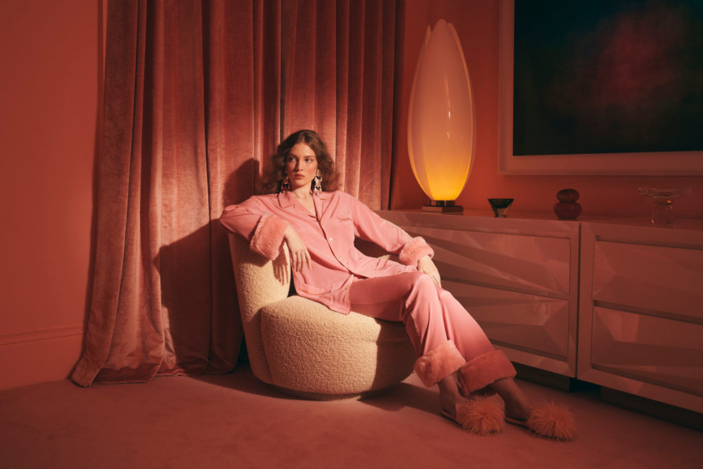 Woman in pink PJs