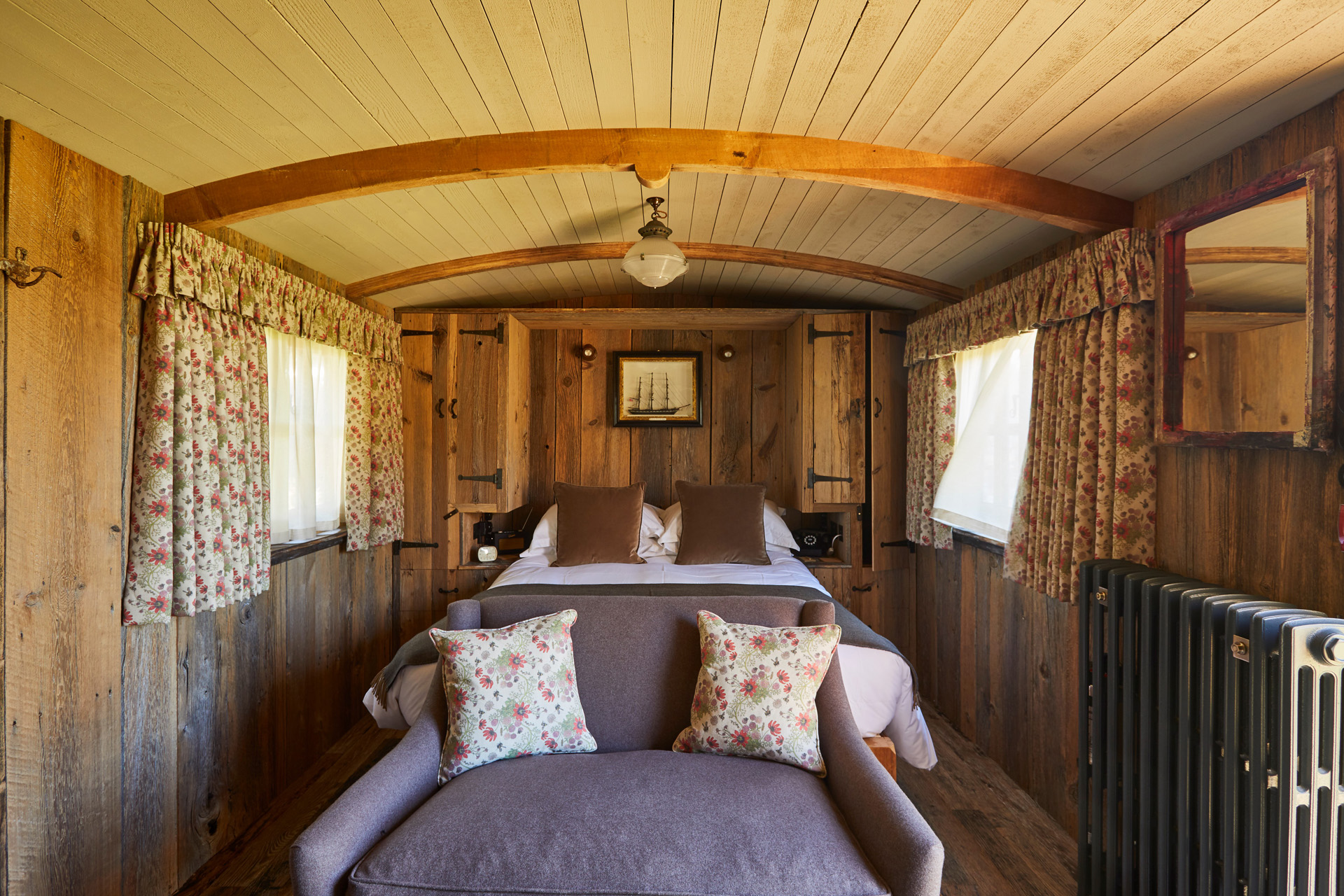 Inside a Garden Wagon at THE PIG-at Harlyn Bay